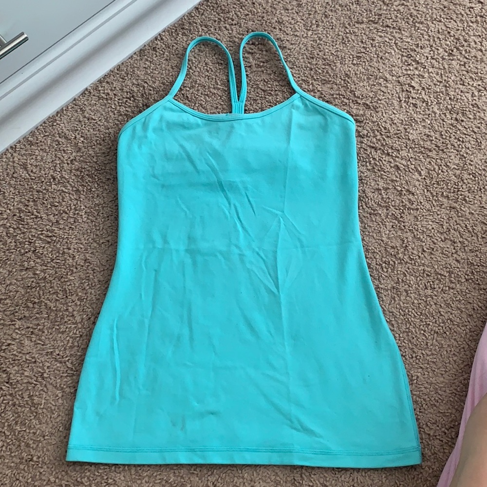 Light blue lulu lemon power y tank top size 6